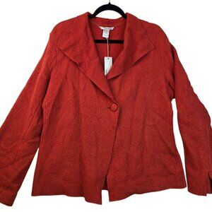 Two Star Dog Large Copper Wool Jacket Long Sleeve Raw Hem New with Tags